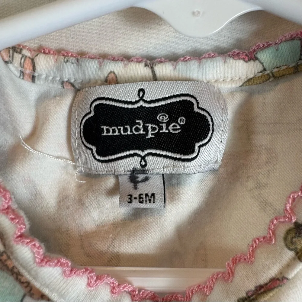 Mud Pie Ballerina Animals One Piece - White and Pink Babies Size 3-6M